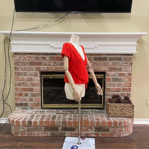 Madewell bright red wrap v neck tie top / XS / NWOT - Picture 7 of 12